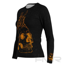 FMR Women's Orange Skull Long Sleeve Running Shirt