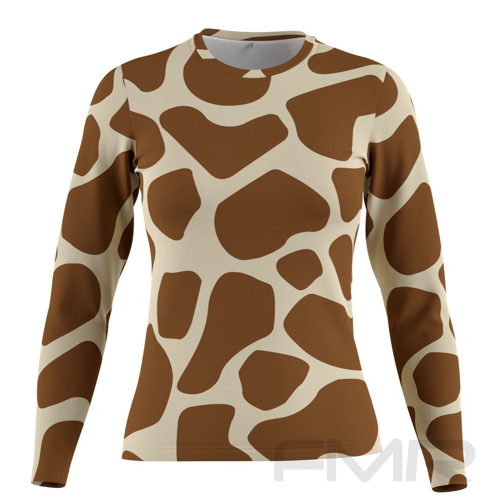 FMR Women's Giraffe Print Long Sleeve Running Shirt XXXL