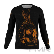 FMR Men's Orange Skull Long Sleeve Running Shirt