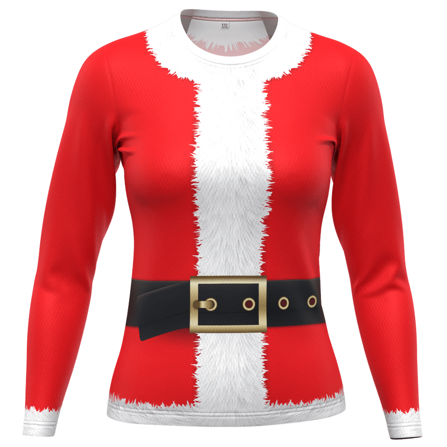 Mrs. Claus Santa Claus Women's Rash Guard outlet Long Sleeve Shirt - Christmas Festive Funny Workout Running Costume