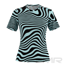 FMR Women's Light Blue Zebra Short Sleeve Running Shirt