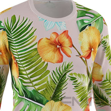 FMR Hawaiian Orange Flowers Men's Technical Long Sleeve Running Shirt