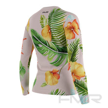 FMR Hawaiian Orange Flowers Women's  Technical Long Sleeve Running Shirt